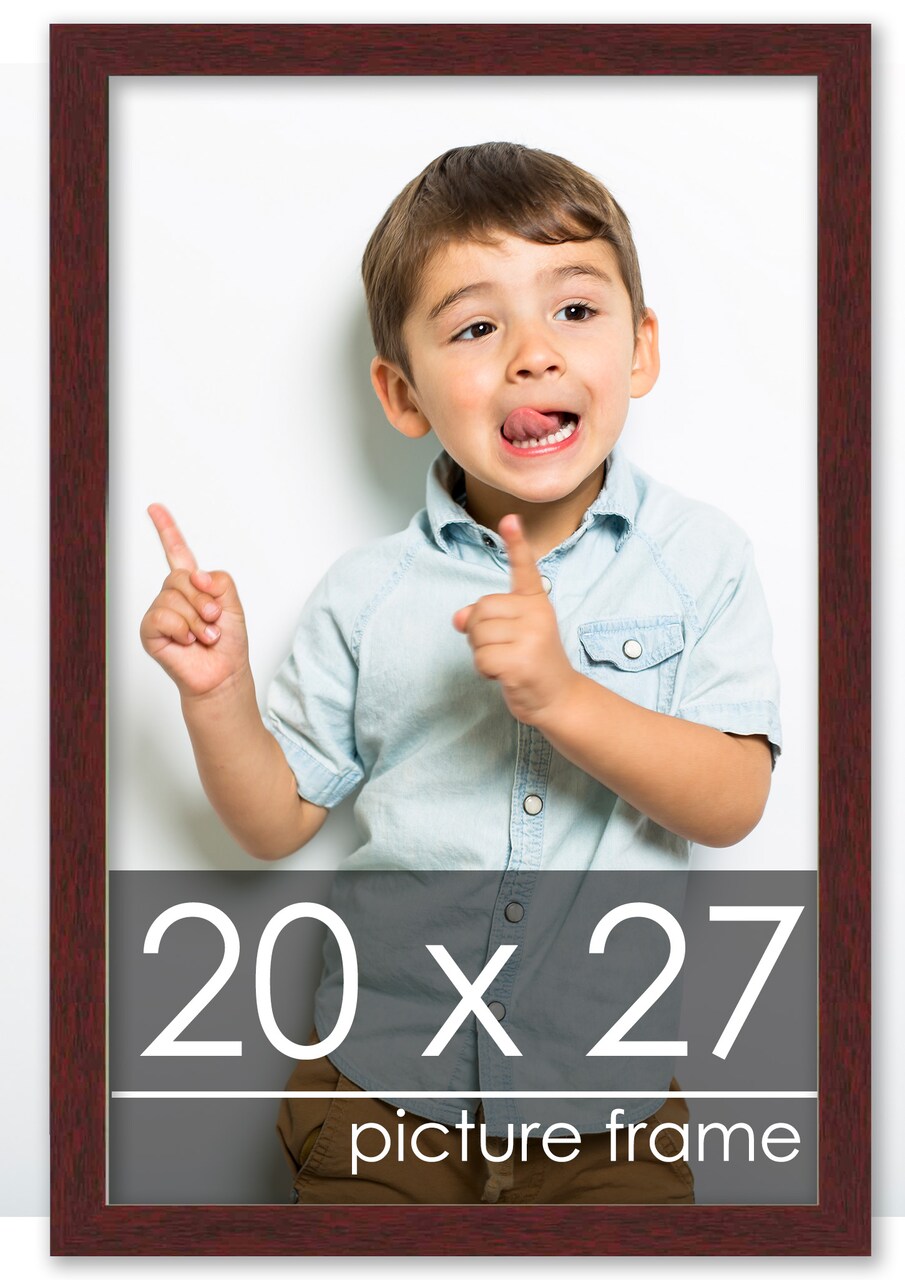 20x27 Solid Wood Picture Frame with UV-Resistant Acrylic & Acid-Free Backing, Available in 6 Finishes: Matte Black, Matte White, Metallic Bronze, Silver, Natural Wood Grain & Mahogany